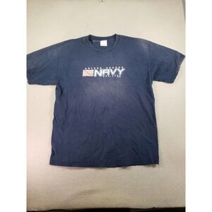 United States Navy Shirt Mens Large Blue Graphic Short Sleeve Don't Tread On Me!